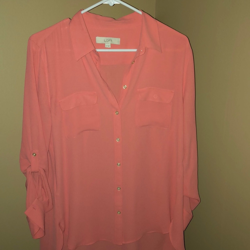 Peach button up